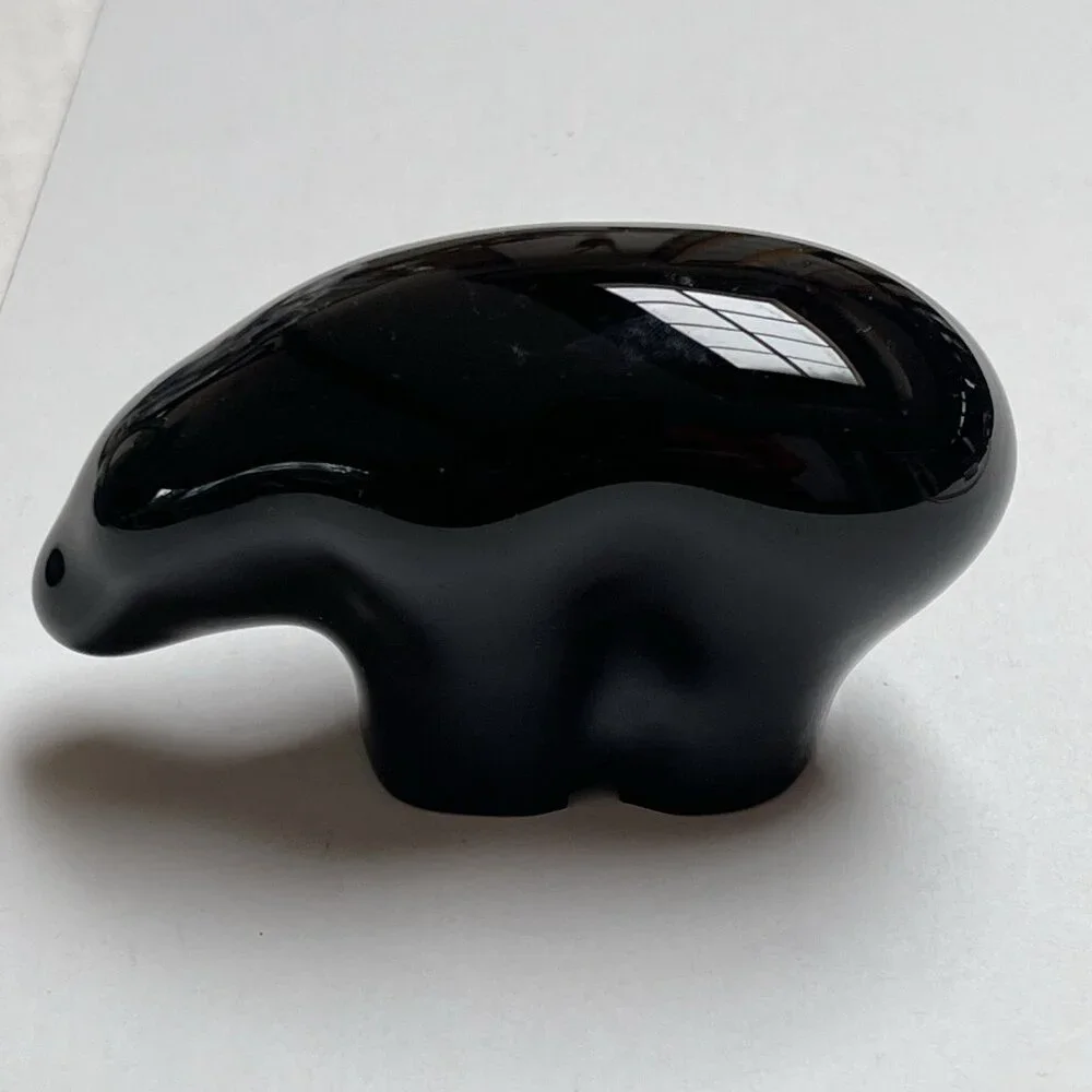 Vintage Carved Black Polar Bear Sculpture Figurine Home Decor Gift Goth